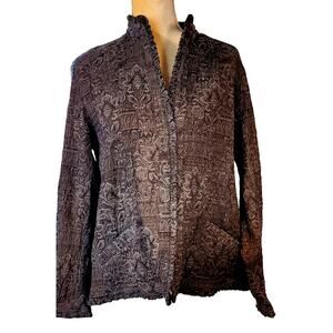 Chico's Women's Brown Gray Textured Blazer Shacket Jacket Size 3